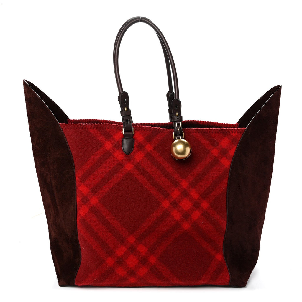 Suede Calfskin Wool Nova Check XL Shield Tote Ripple