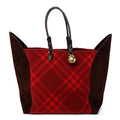 Suede Calfskin Wool Nova Check XL Shield Tote Ripple