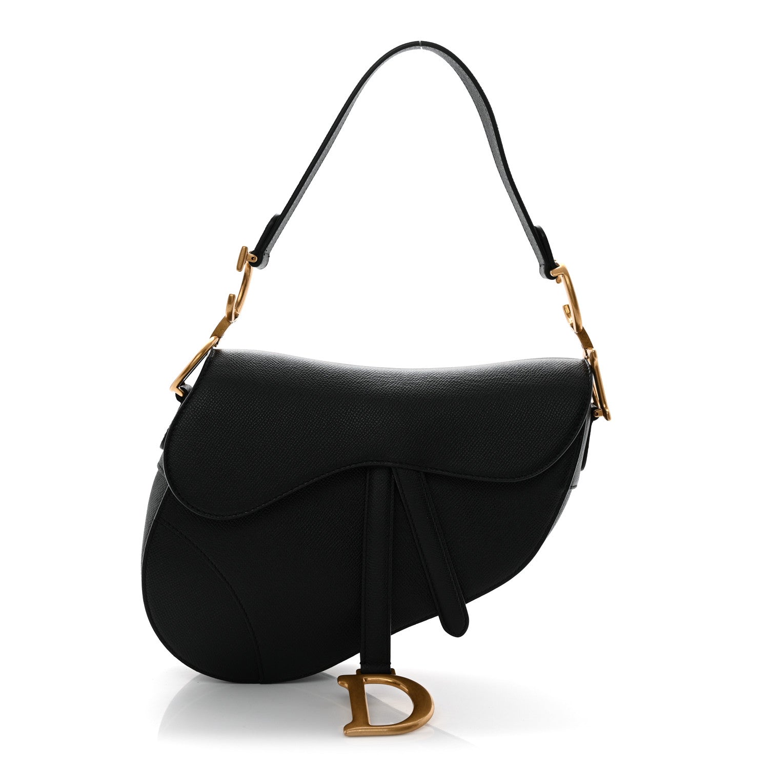 Grained Calfskin Saddle Bag Black