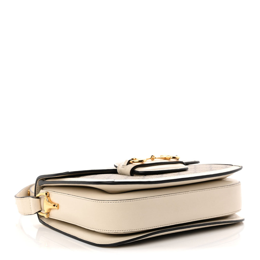 GG Supreme Monogram Horsebit 1955 Shoulder Bag Beige Mystic White