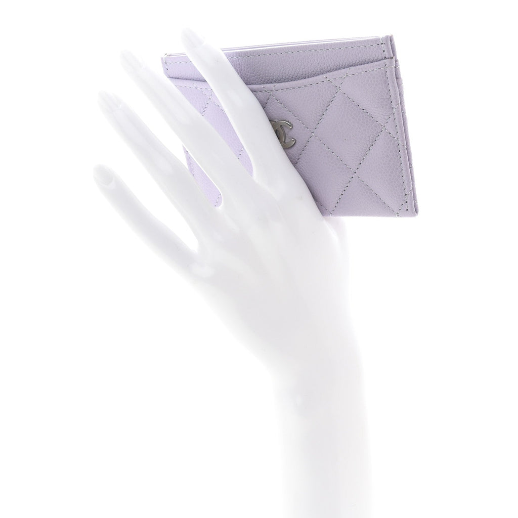 Caviar Quilted Card Holder Light Purple