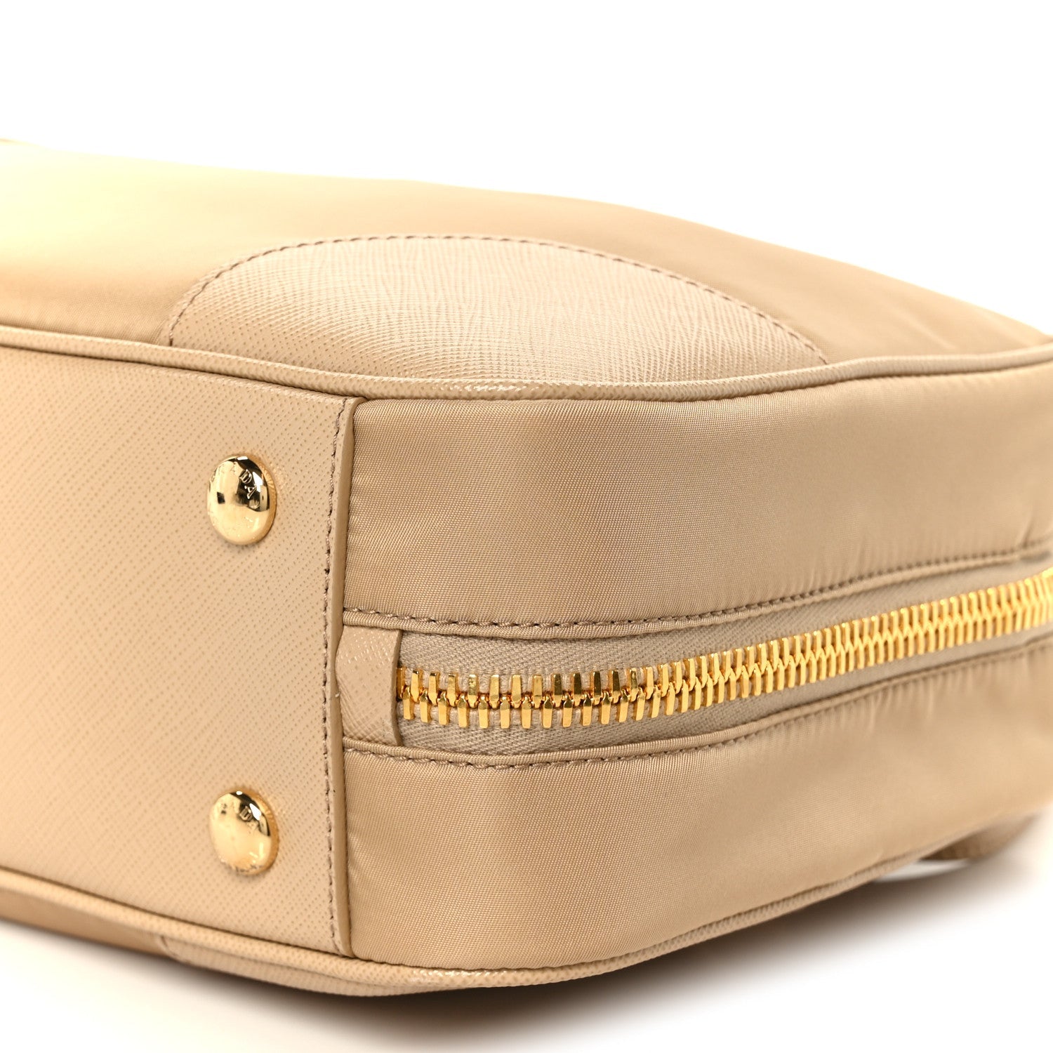 Re-Nylon Saffiano Medium Re-Edition 1978 Two Handle Bag Cammello