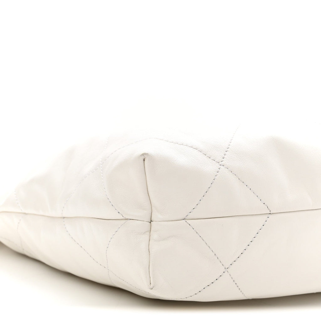 Shiny Calfskin Quilted Small Chanel 22 White