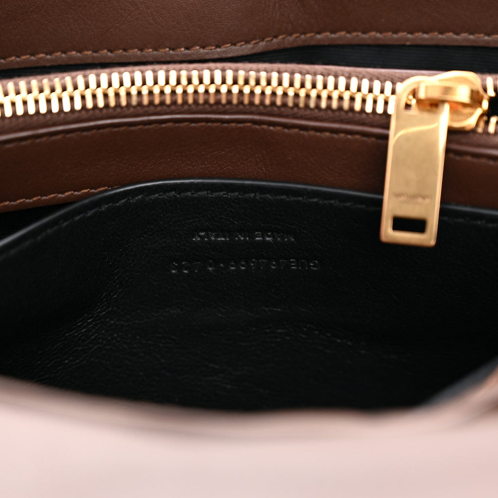 Suede Calfskin Y Quilted Monogram Small Loulou Chain Satchel Bark Brown