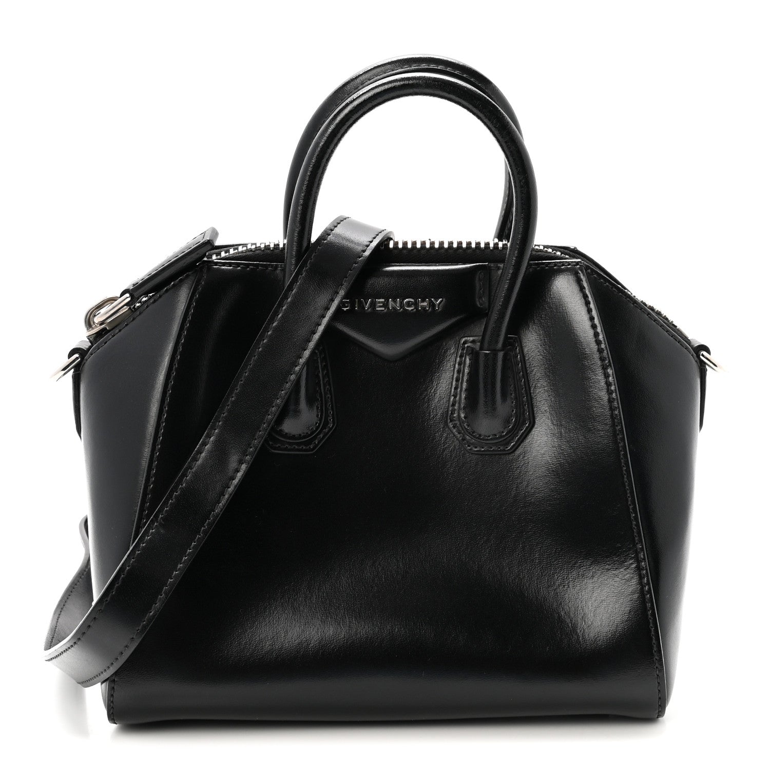 Shiny Lord Calfskin Mini Antigona Black