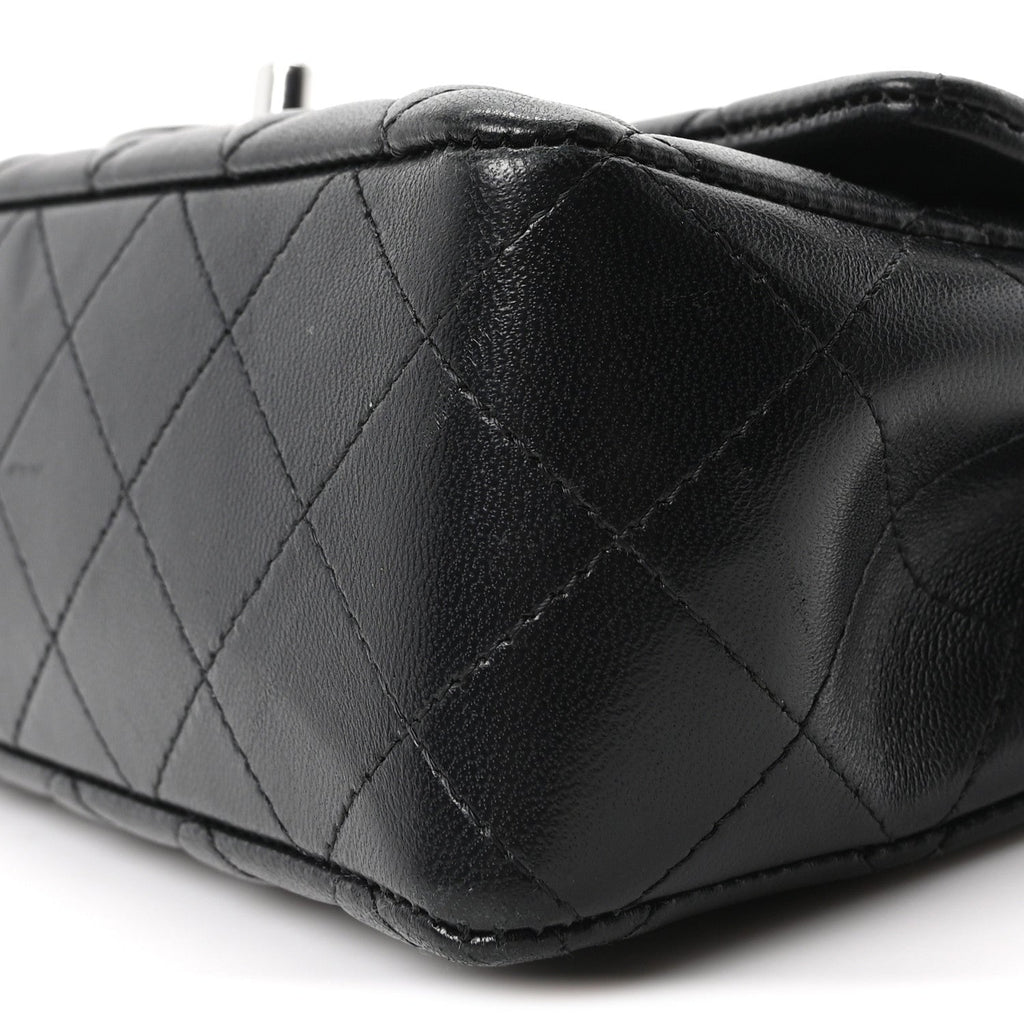 Lambskin Quilted Mini Rectangular Flap Black