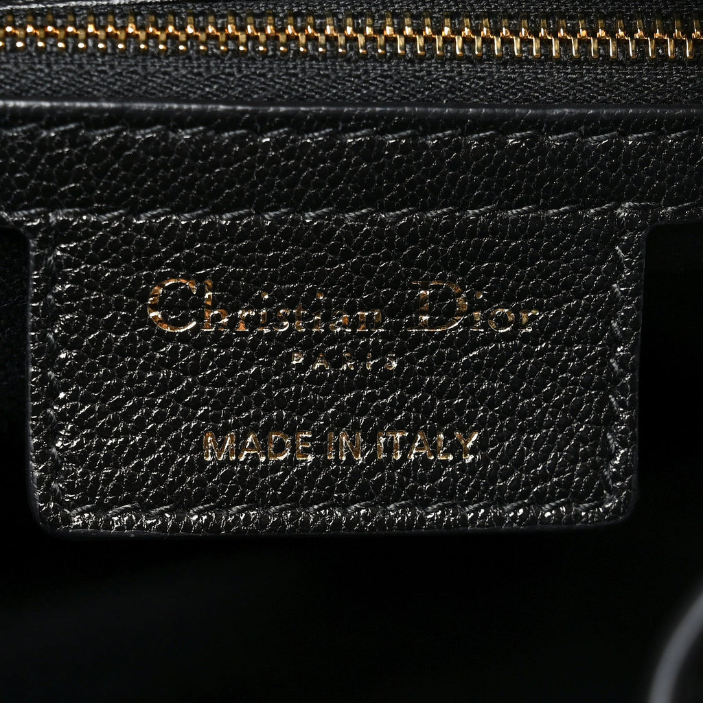 Shiny Grained Calfskin Macrocannage Medium D-Journey Bag Black