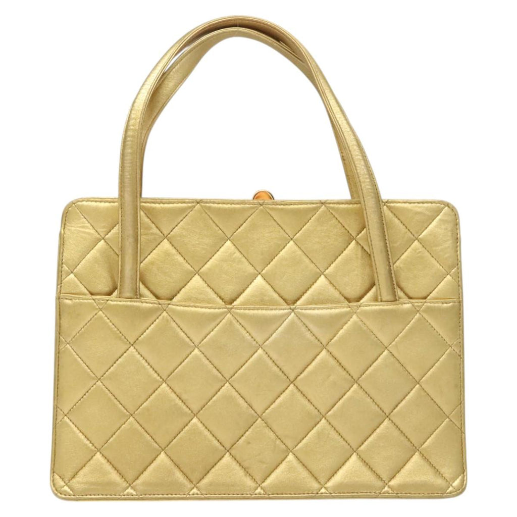 Chanel Matelassé Lambskin Leather Gold Leather Handbag (Authentic  )
