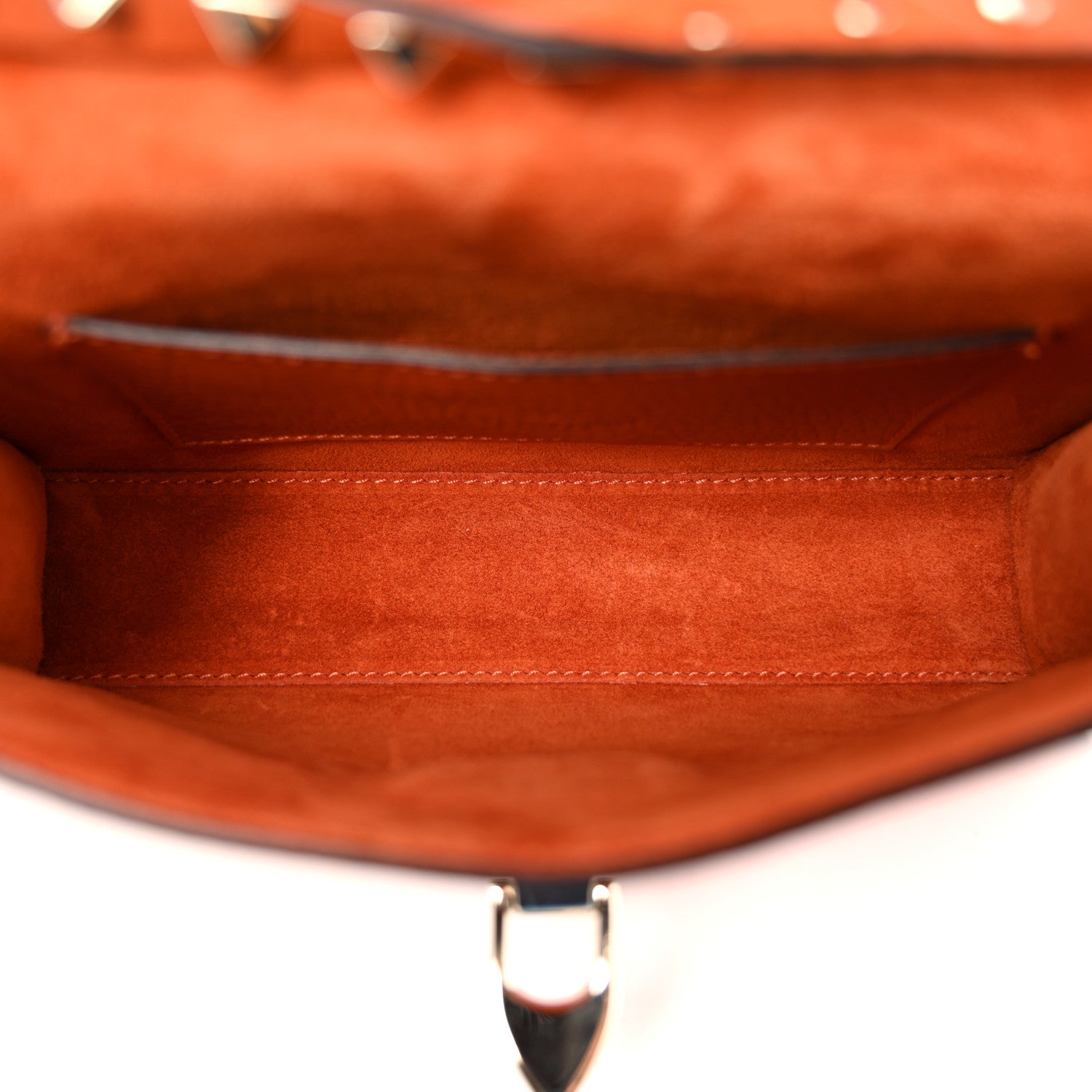 Pebbled Calfskin Medium Rockstud Flip Lock Crossbody Bag Orange