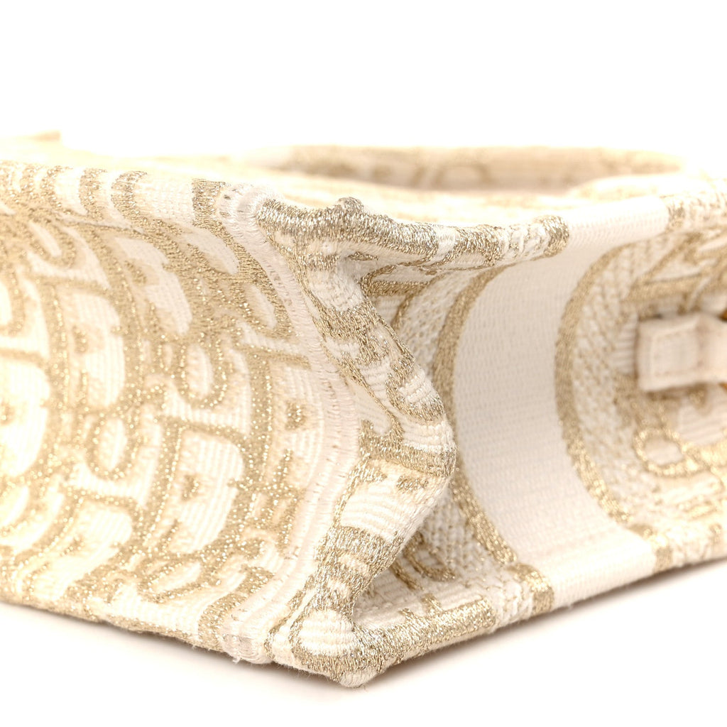 Oblique Mini Book Tote With Strap Gold Multicolor