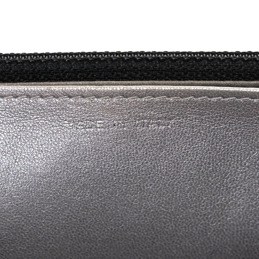 Lambskin Camellia Embossed Wallet on Chain WOC Black
