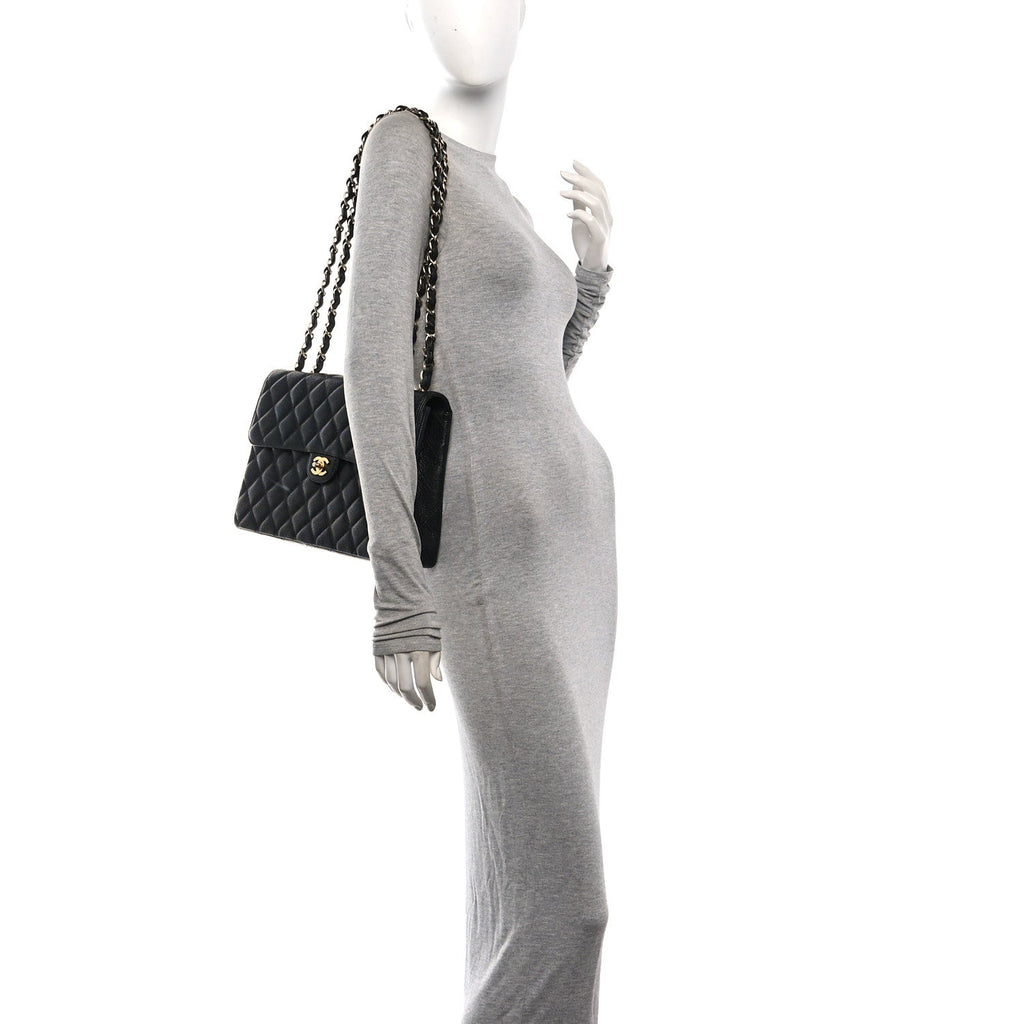 Caviar Jumbo Single Flap Black