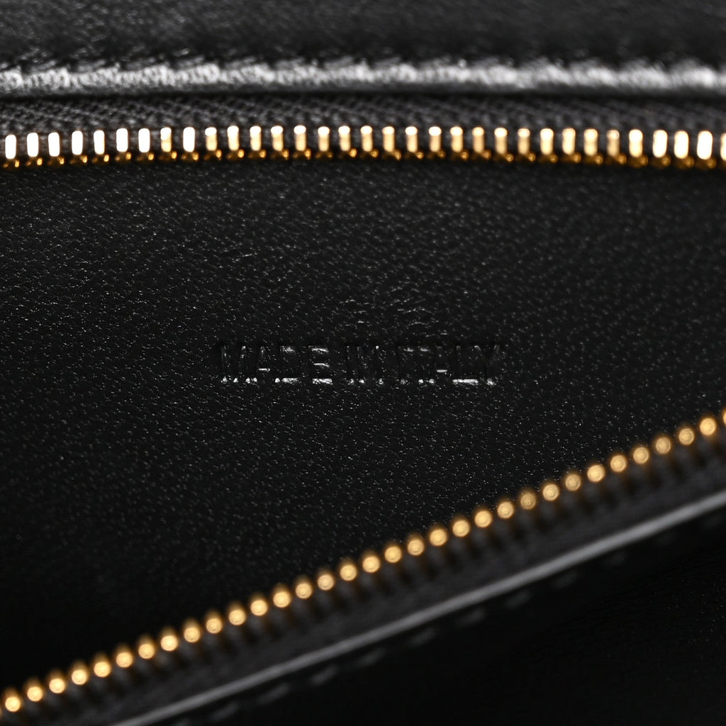 Shiny Box Calfskin Small Hourglass Top Handle Bag Black