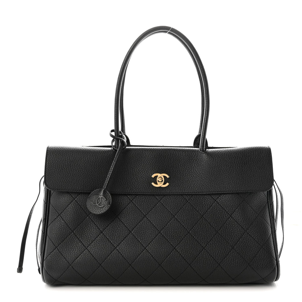 Grained Calfskin Urban Essentials Large Shopping Bag Black Black