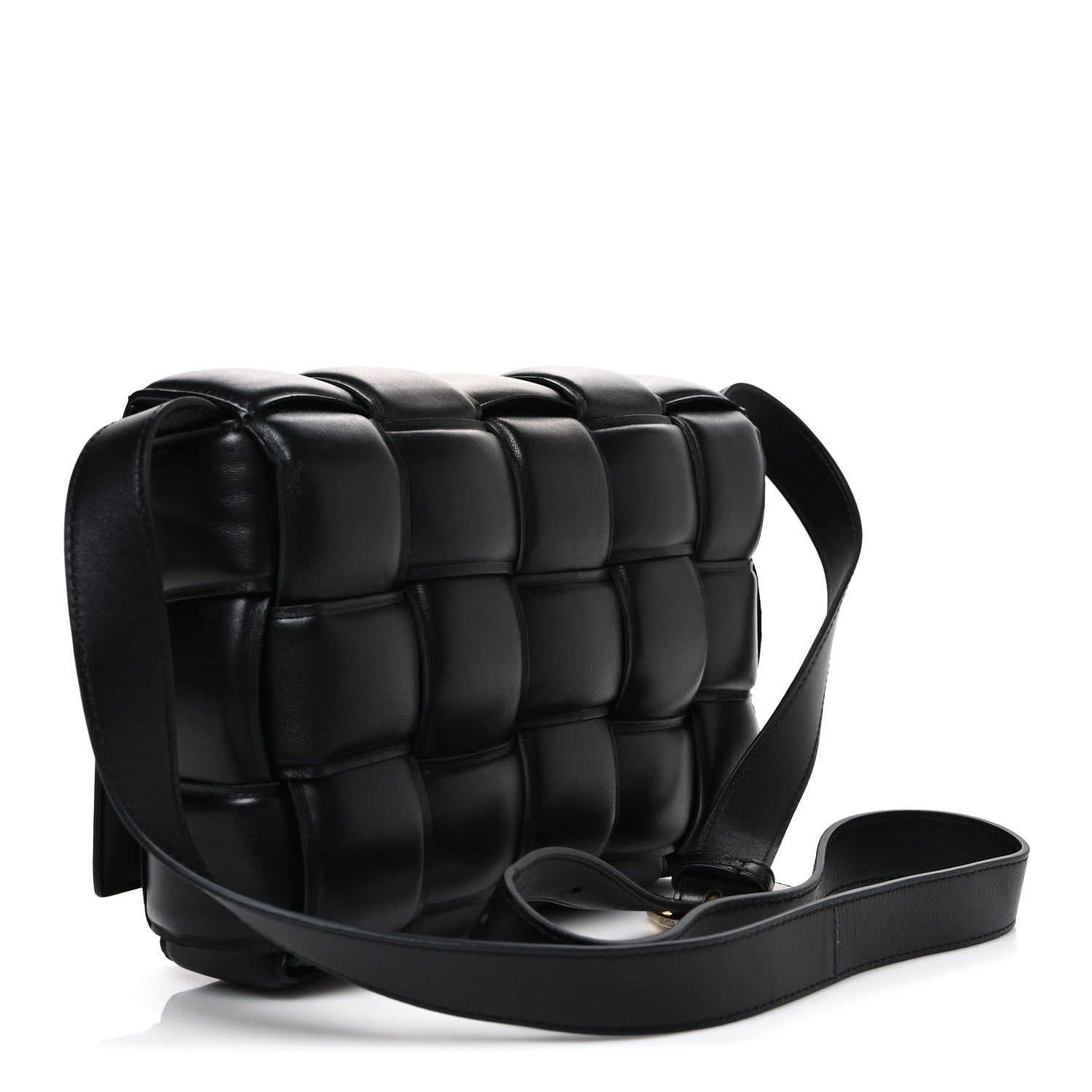 Nappa Maxi Intreccio Padded Cassette Crossbody Bag Black