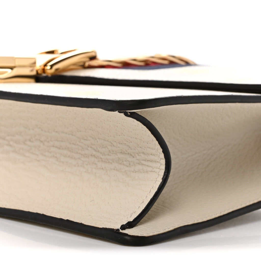 Textured Calfskin Bee Star Print Small Sylvie Shoulder Bag Mystic White