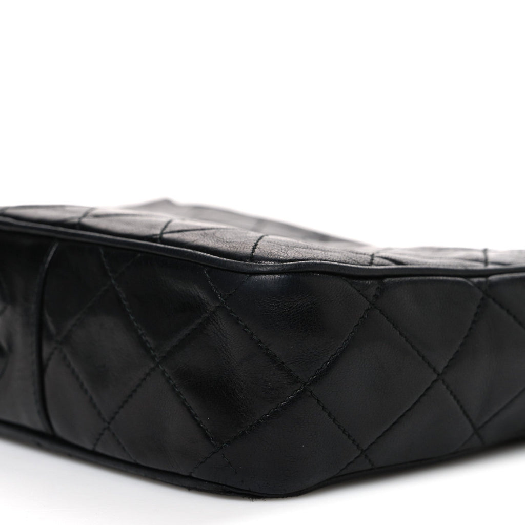 Lambskin Quilted CC Tassel Camera Case Black