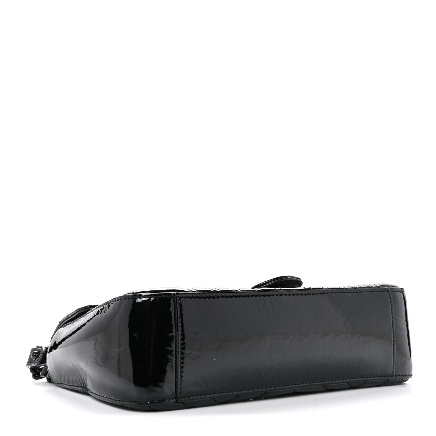 Patent Calfskin Matelasse Monochrome Small GG Marmont Shoulder Bag Black