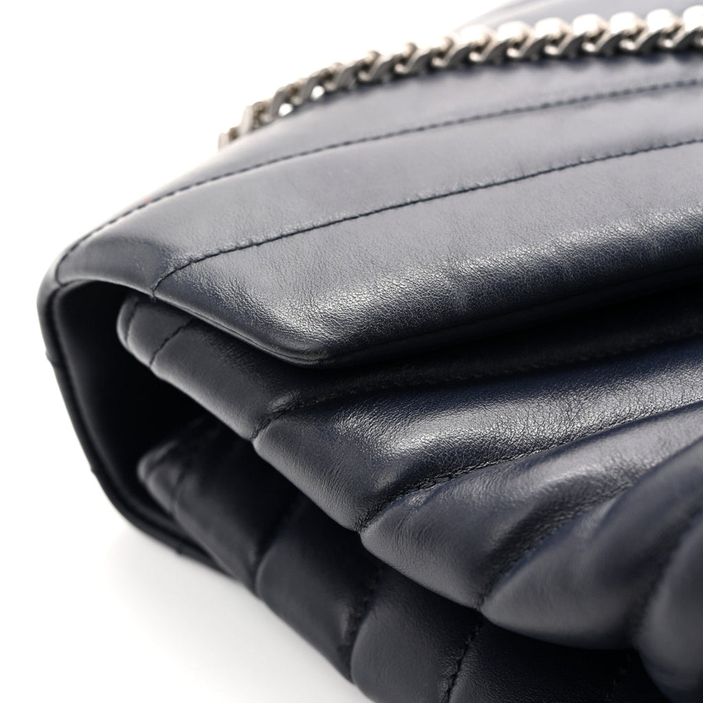 Calfskin Y Quilted Monogram Medium Loulou Chain Satchel Medium Blue