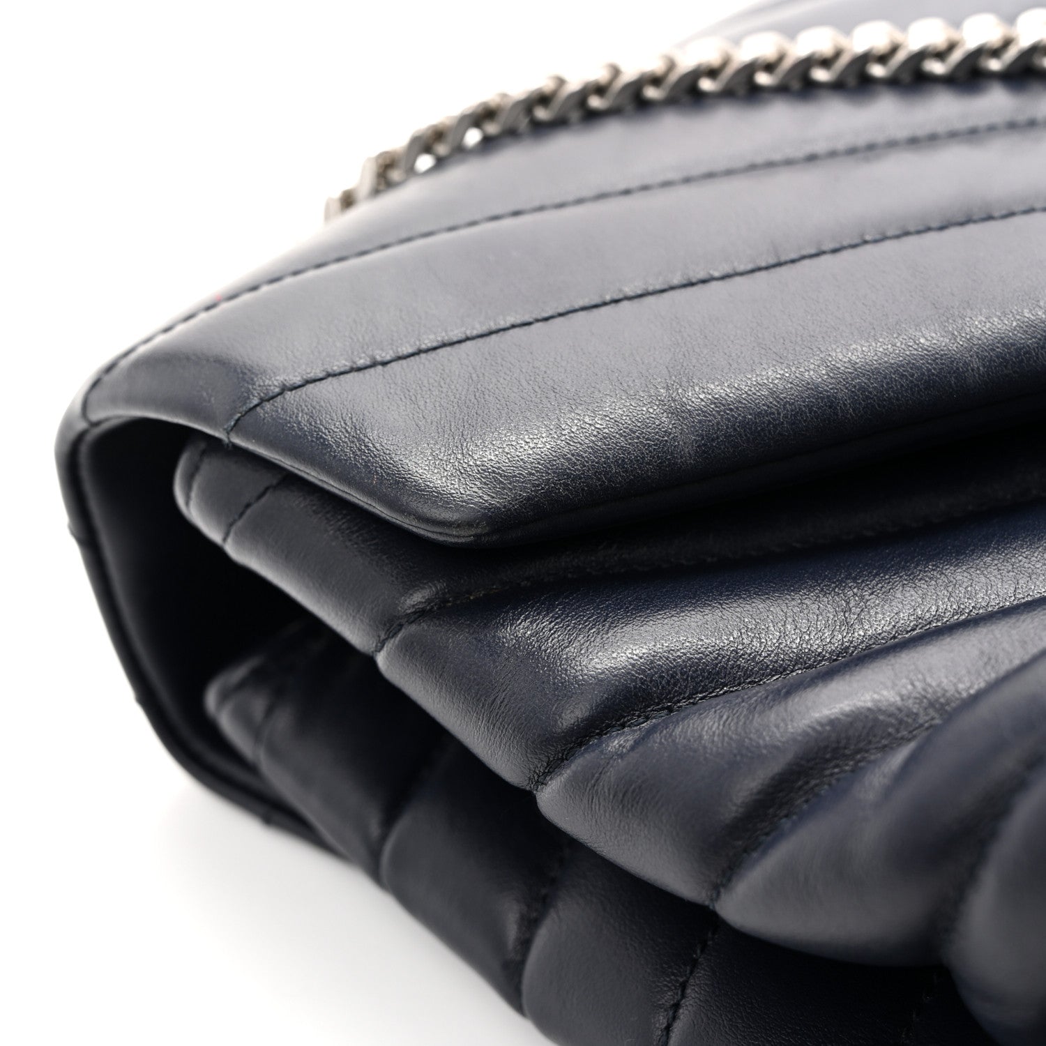 Calfskin Y Quilted Monogram Medium Loulou Chain Satchel Medium Blue