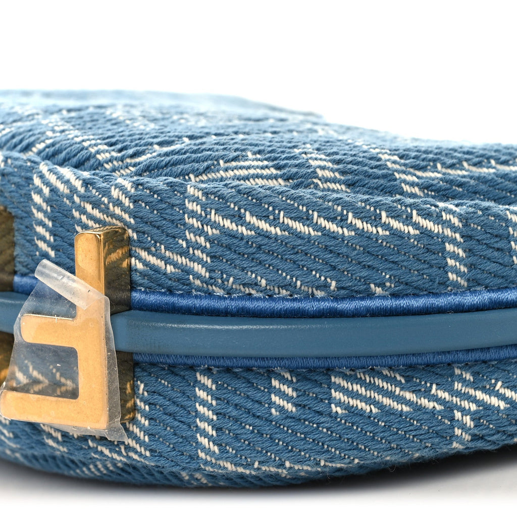 Denim Effect Fabric Jacquard FF 1974 Nano Fendigraphy Hobo Charm Blue White