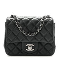 Lambskin Quilted Mini Square Flap Black