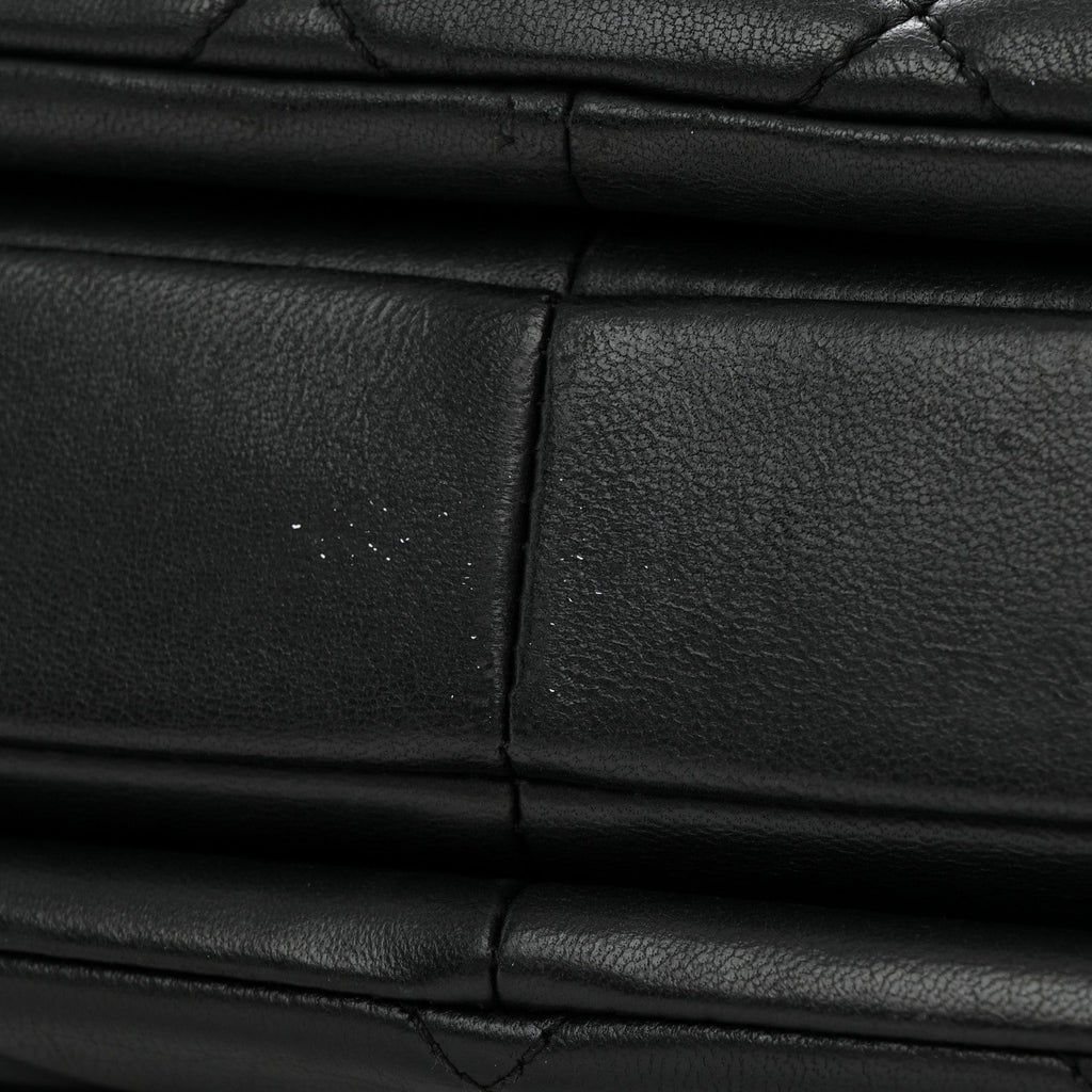 Lambskin Quilted Small Trendy CC Dual Handle Flap Bag Black