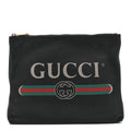 Pebbled Calfskin Medium Logo Portfolio Clutch Black