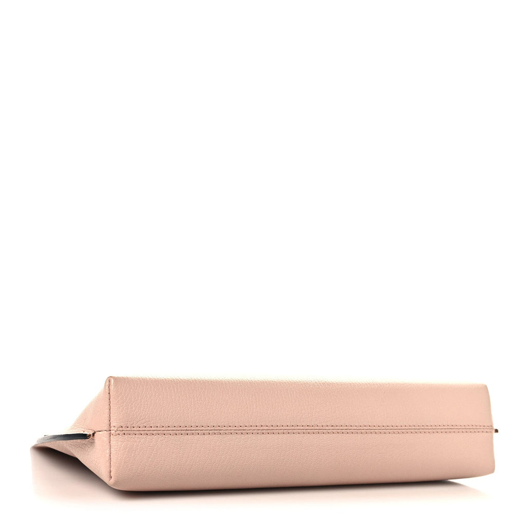 Grainy Calfskin Wristlet Clutch Ash Rose