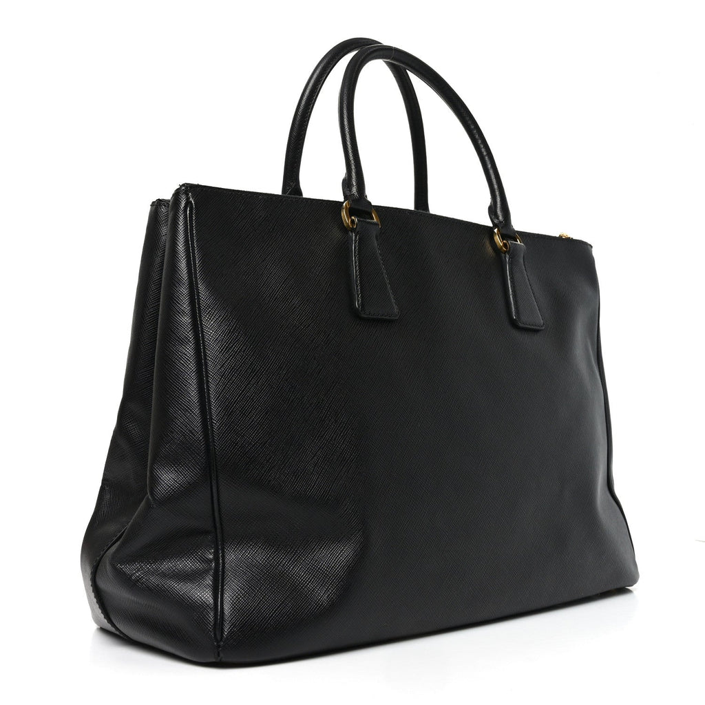 Saffiano Lux Large Galleria Double Zip Tote Black