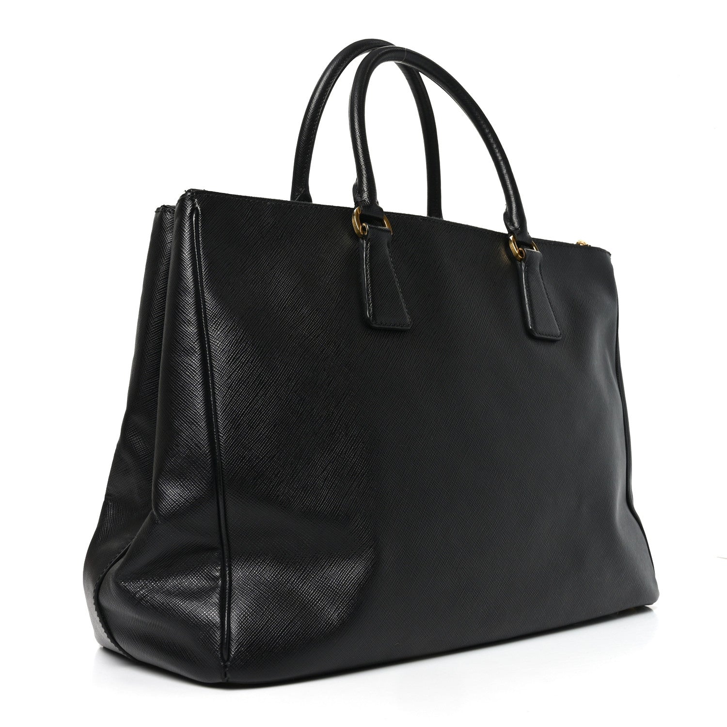 Saffiano Lux Large Galleria Double Zip Tote Black