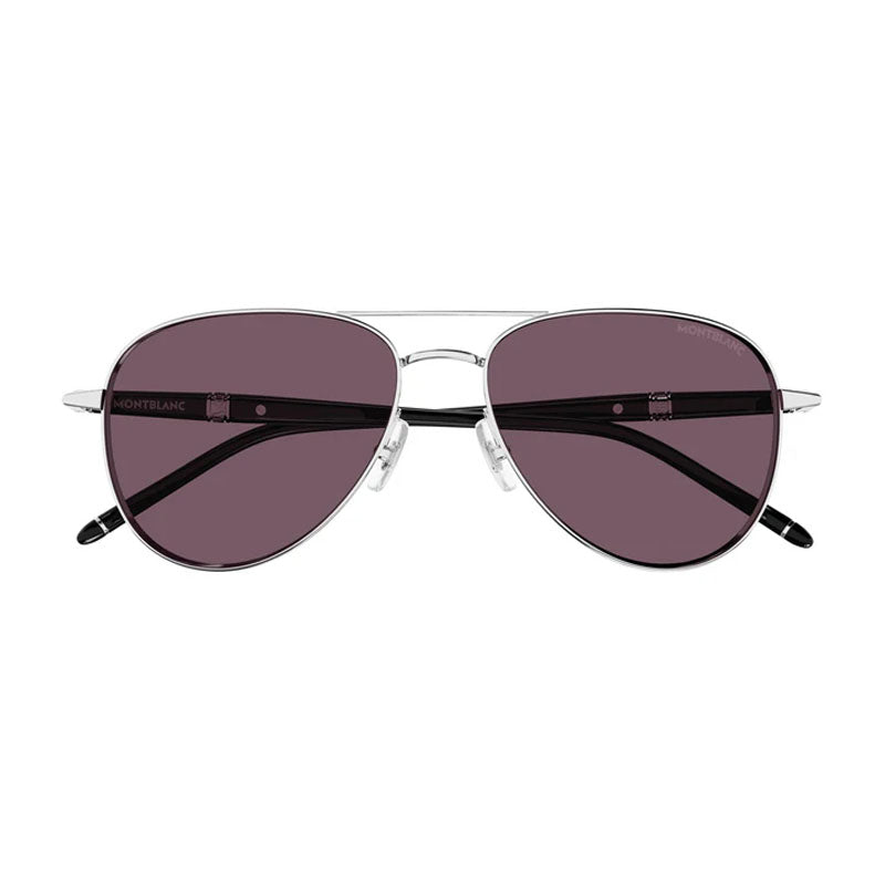 Montblanc Sunglasses Aviator Full Rim, Silver Frame and Violet Lens 002MB0345S002