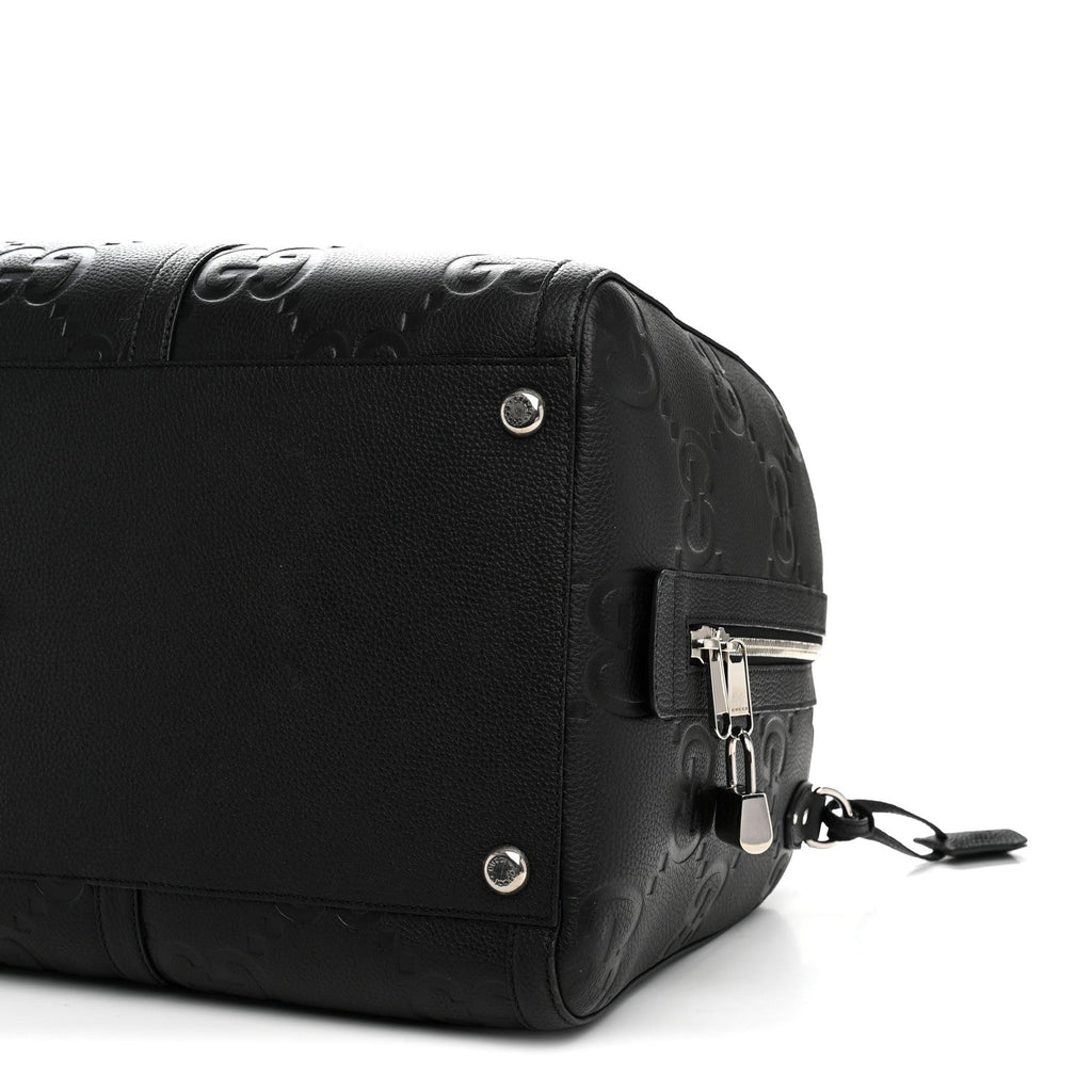 Piuma Calfskin Jumbo GG Embossed Large Duffle Bag Black