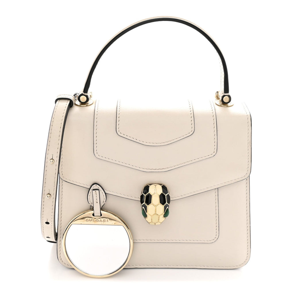 Calfskin Serpenti Forever Top Handle White
