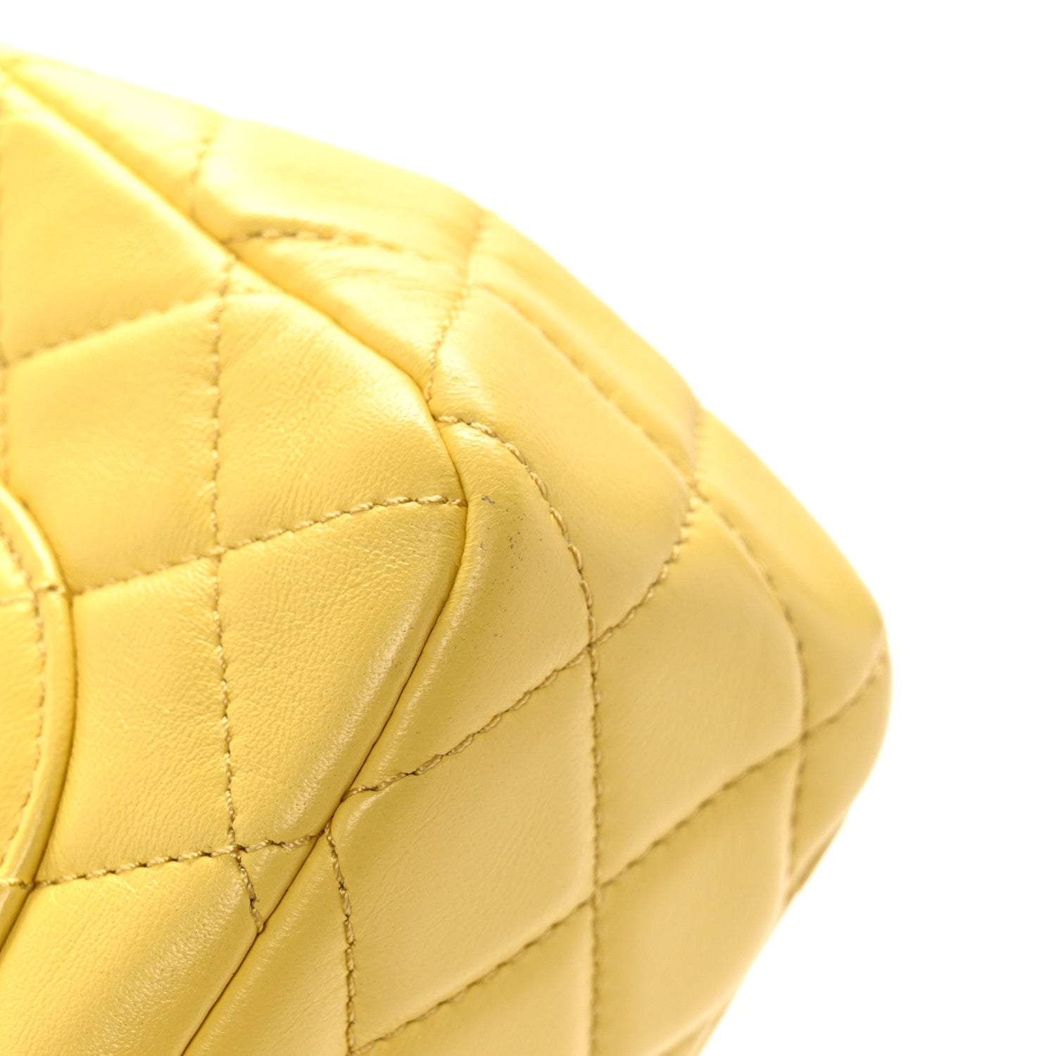 Lambskin Resin Quilted Mini Rectangular Pearl Samba Flap Yellow