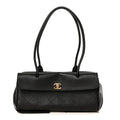 Grained Calfskin Stitched Urban Essentials Small Shopping Bag Black