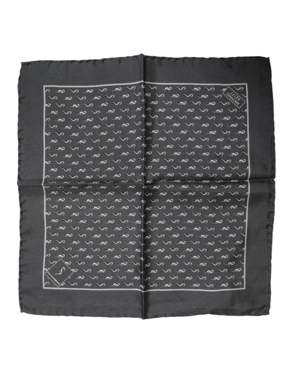 Dolce & Gabbana Black Fish Print Silk Square Men Foulard Men's Scarf