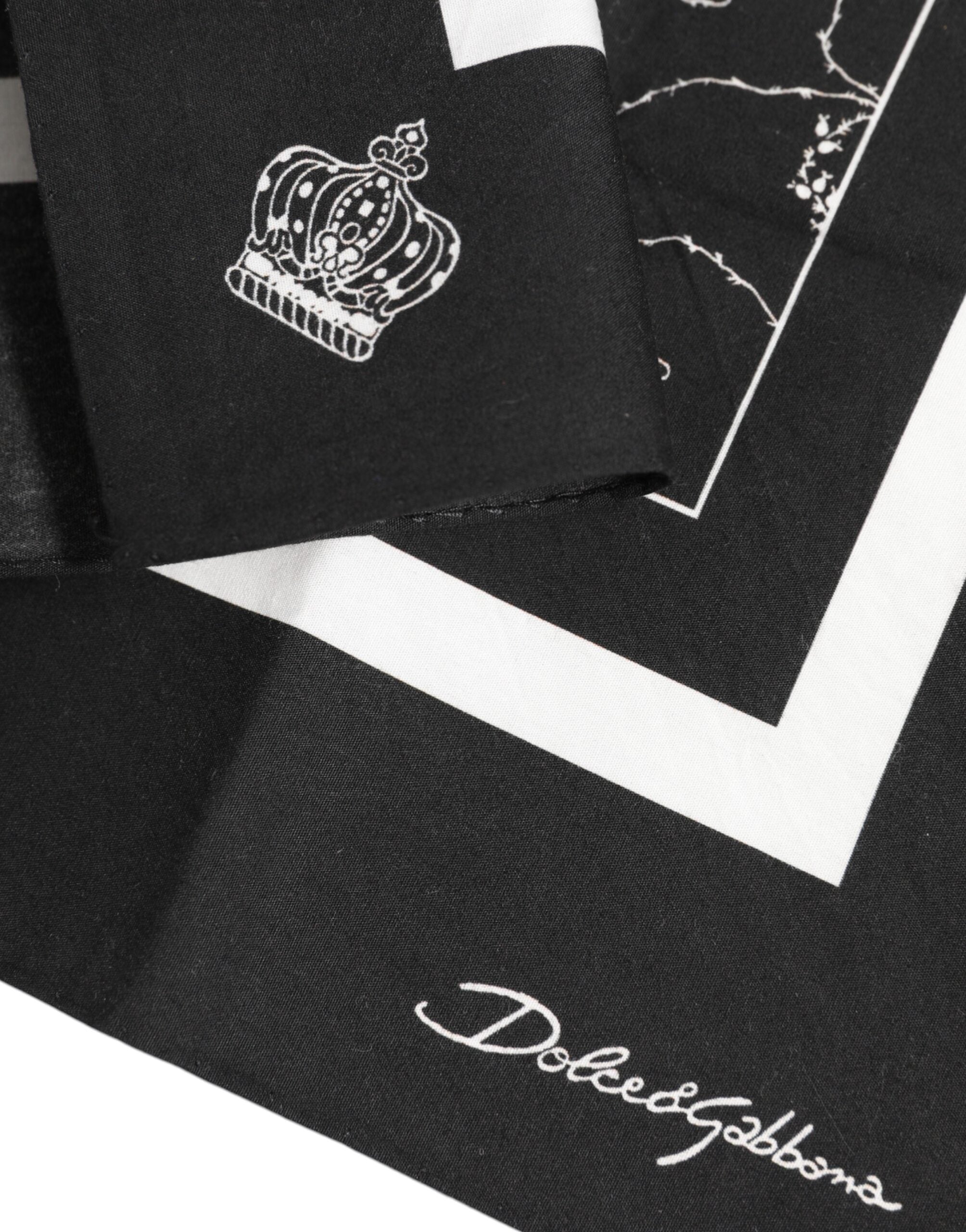 Dolce & Gabbana Black White Printed Square Men Foulard Men's Scarf