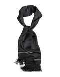 Dolce & Gabbana Black White Polka Dot Fringes Foulard Men's Scarf