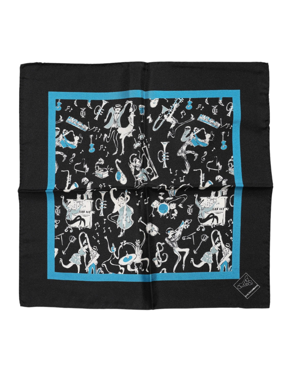 Dolce & Gabbana Black Jazz Club Silk Square Men Foulard Men's Scarf