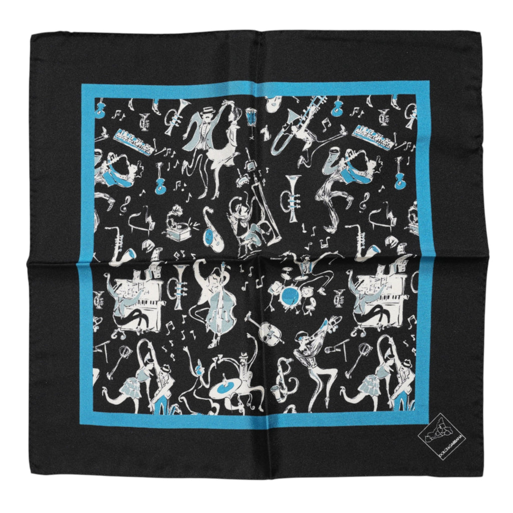 Dolce & Gabbana Black Jazz Club Silk Square Men Foulard Men's Scarf