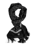 Dolce & Gabbana Black Silk Printed Fringes Men Foulard Men's Scarf