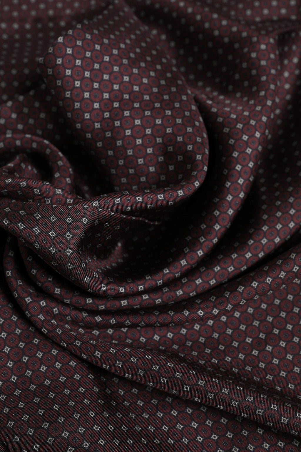 Dolce & Gabbana Maroon Dotted Silk Fringes Foulard Men's Scarf