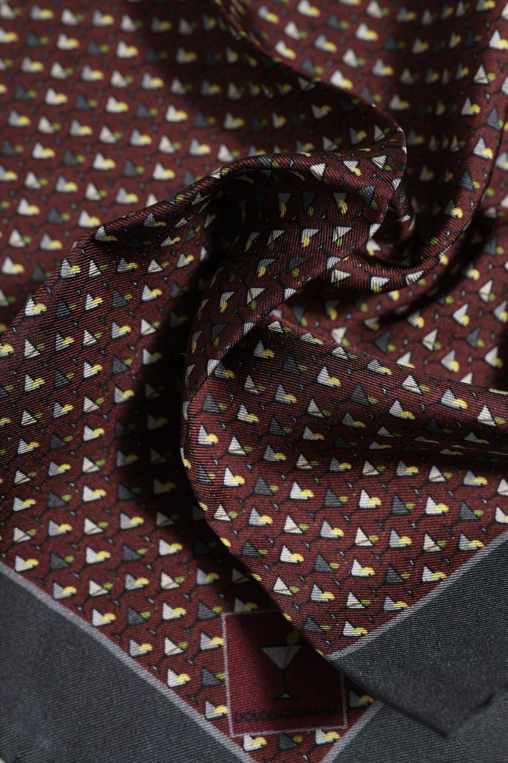 Dolce & Gabbana Maroon Cocktail Silk Square Foulard Men's Scarf