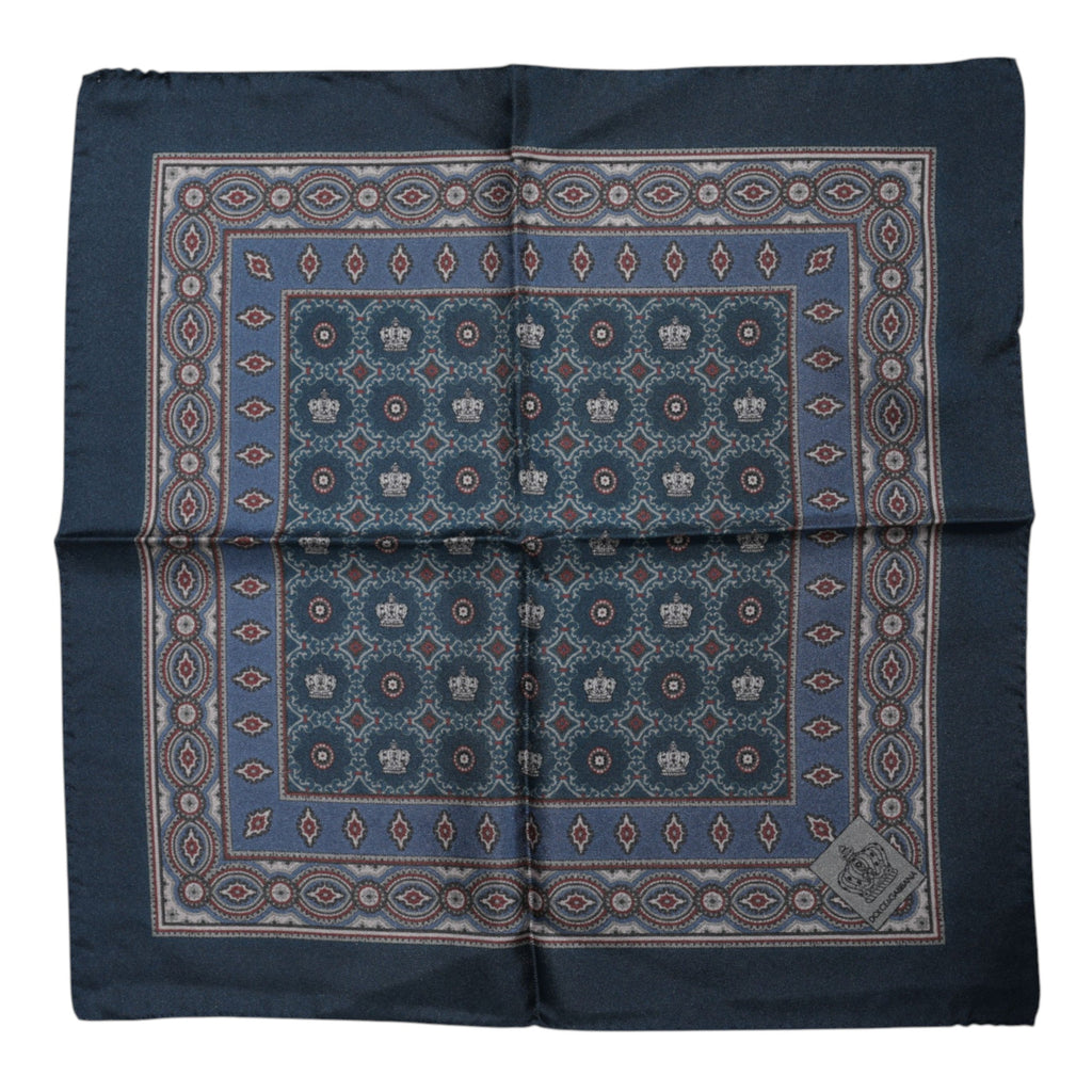 Dolce & Gabbana Blue Printed Silk Square Men Foulard Men's Scarf