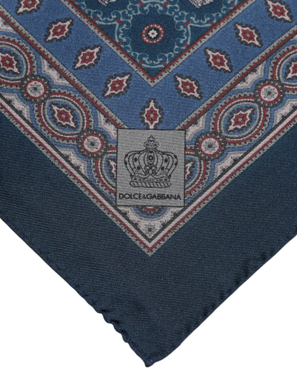 Dolce & Gabbana Blue Printed Silk Square Men Foulard Men's Scarf