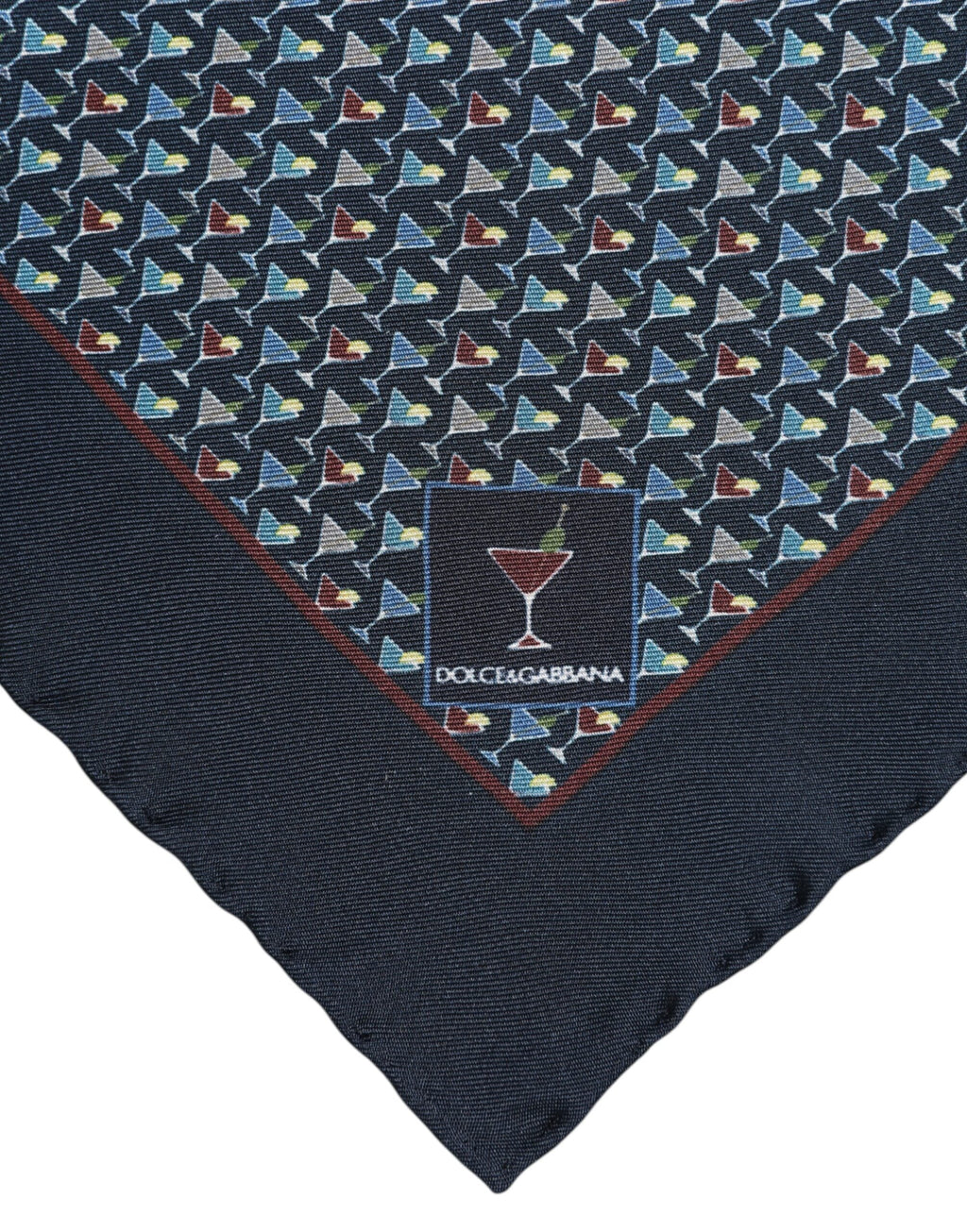 Dolce & Gabbana Blue Cocktail Silk Square Foulard Men's Scarf