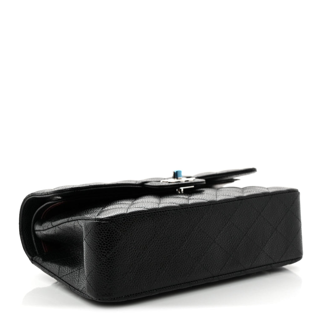 Caviar Quilted Small Double Flap Black