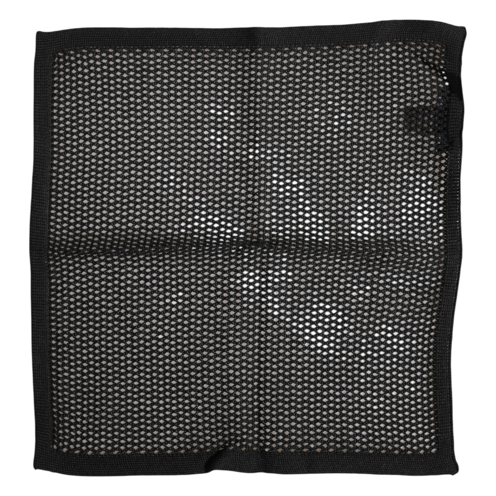 Dolce & Gabbana Black Patterned Cotton Square Foulard Men's Scarf