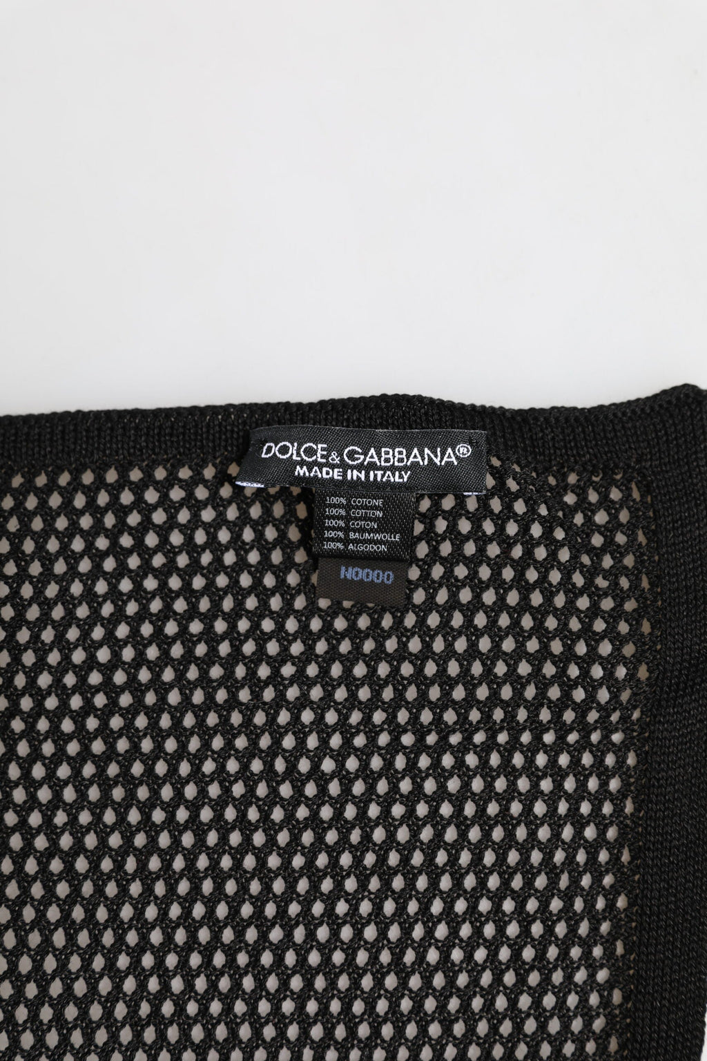 Dolce & Gabbana Black Patterned Cotton Square Foulard Men's Scarf